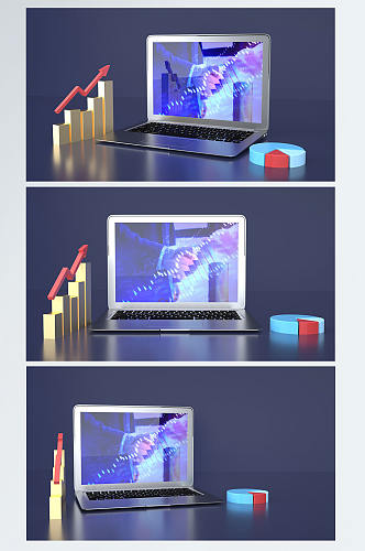 3D模型背景电脑金融理财元素C4D背景图