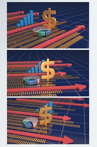 3D背景金融理财元素C4D背景图