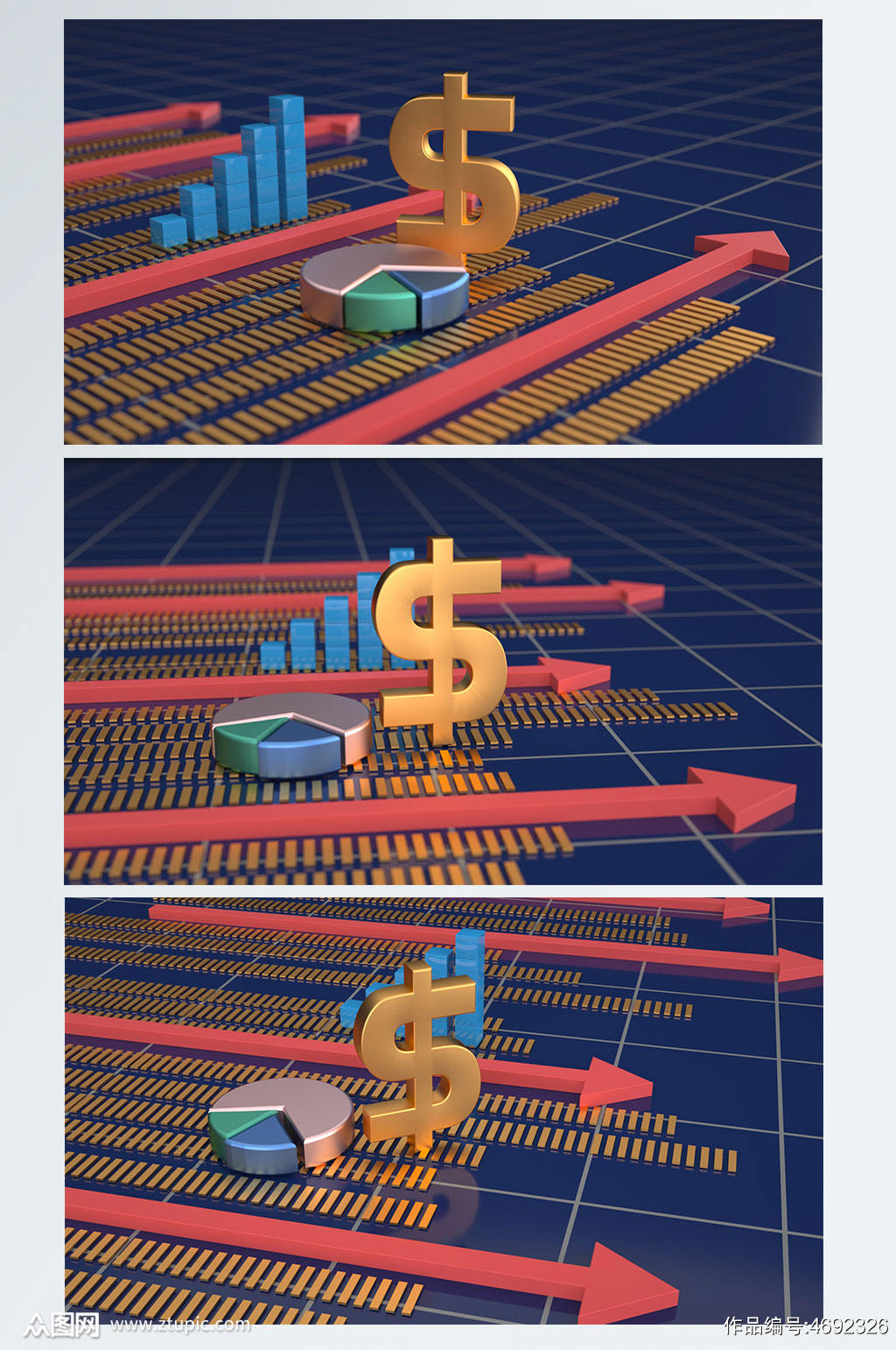 3D背景金融理财元素C4D背景图素材