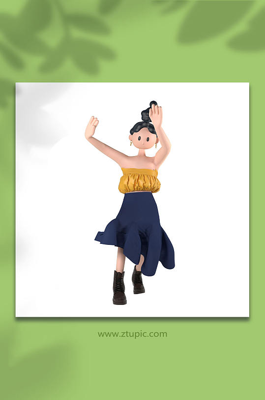 3D舞蹈人物立体C4D模型PNG免抠元素-众图网