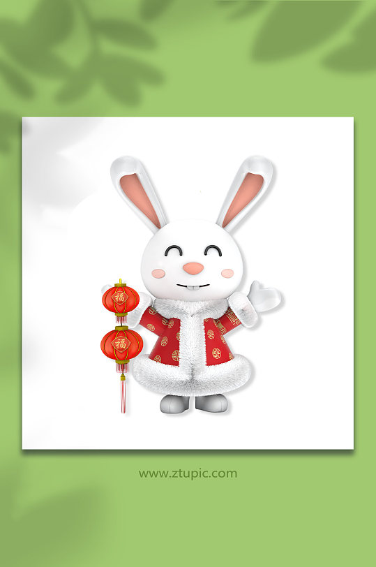 3D兔年立体兔子C4D模型PNG免抠元素