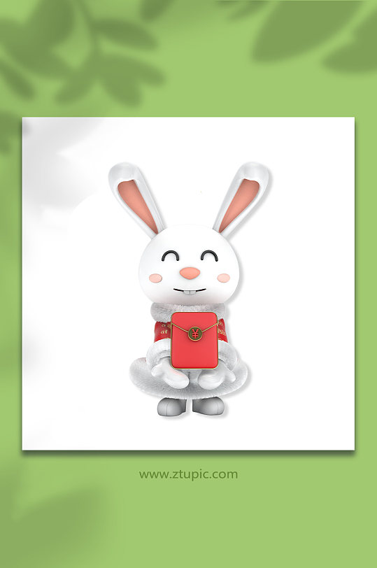 3D兔年立体兔子C4D模型PNG免抠元素-众图网