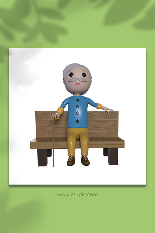 3D重阳节人物立体模型PNG免抠元素-众图网