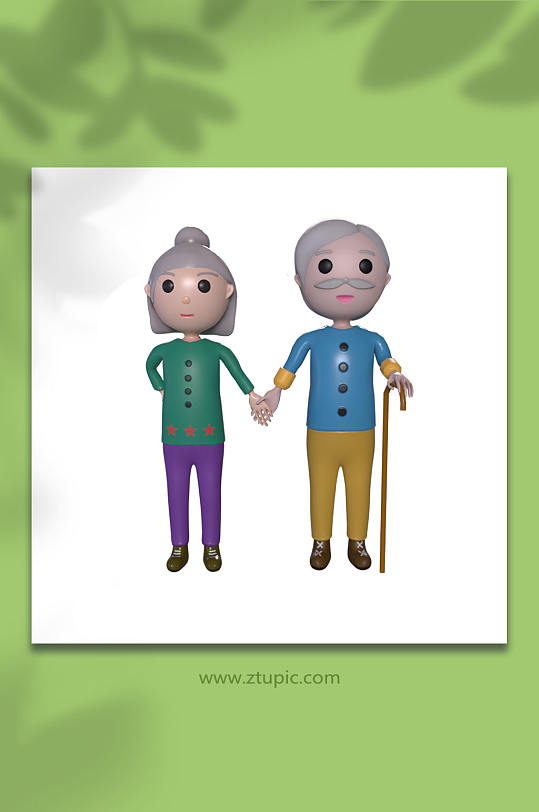 3D重阳节人物立体模型PNG免抠元素-众图网