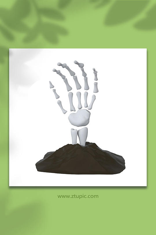 3d万圣节骷髅手c4d模型png免抠元素