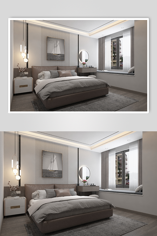 室内设计效果图现代轻奢卧室3D模型