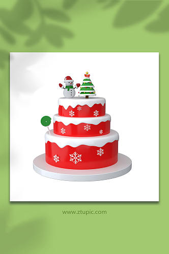 3D圣诞节蛋糕C4D模型PNG免抠元素