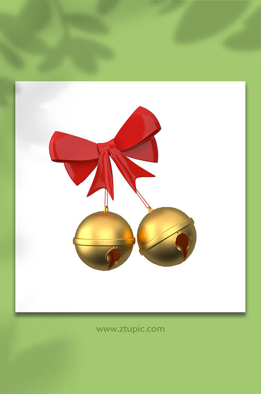 3d圣诞节铃铛c4d模型png免抠元素