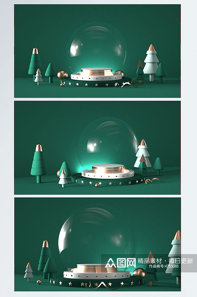 圣诞节C4D模型展台电商背景3D场景素材