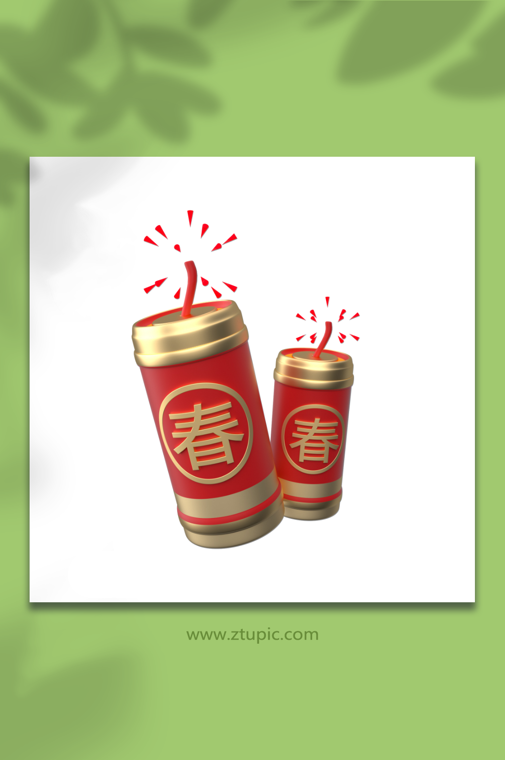 3D新年新春鞭炮C4D模型PNG免摳元素素材