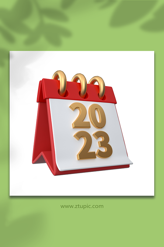 3D红色新年日历C4D模型PNG免抠元素-众图网