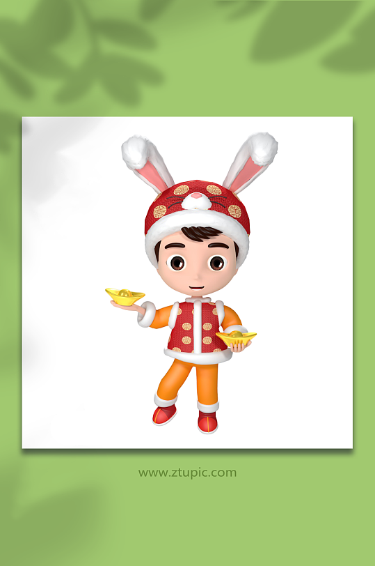 3D新年人物C4D模型PNG免抠元素-众图网