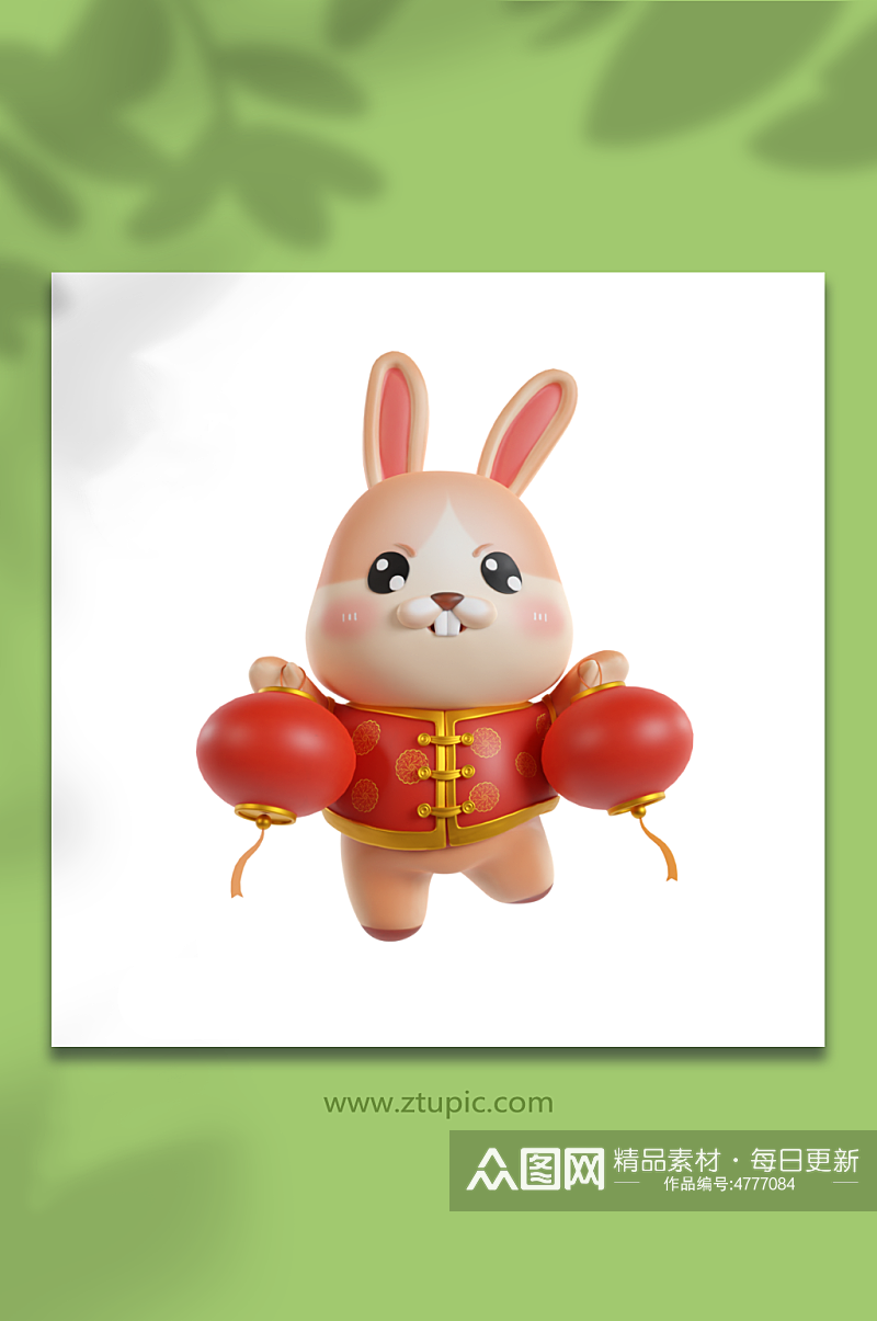 兔年新年3D立体兔子模型元素素材