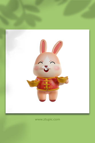 兔年新年3D立体兔子模型元素