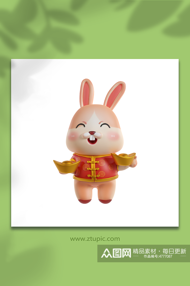 兔年新年3D立体兔子模型元素素材