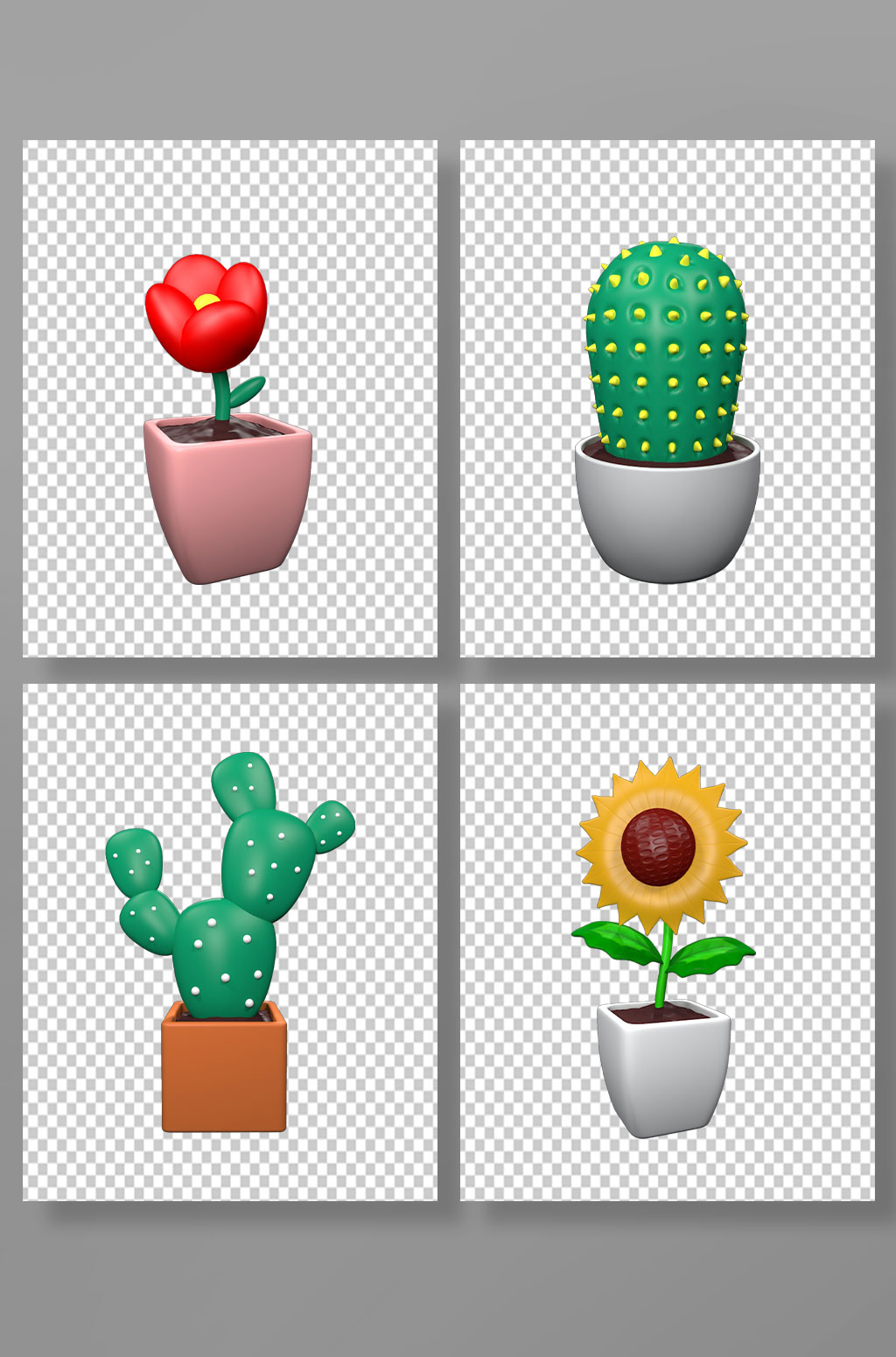 3D春季植物C4D模型PNG免抠元素素材