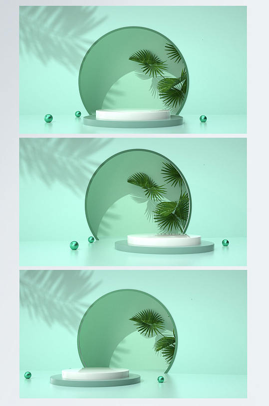 简约圆形春天春季C4D展台电商背景场景-众图网