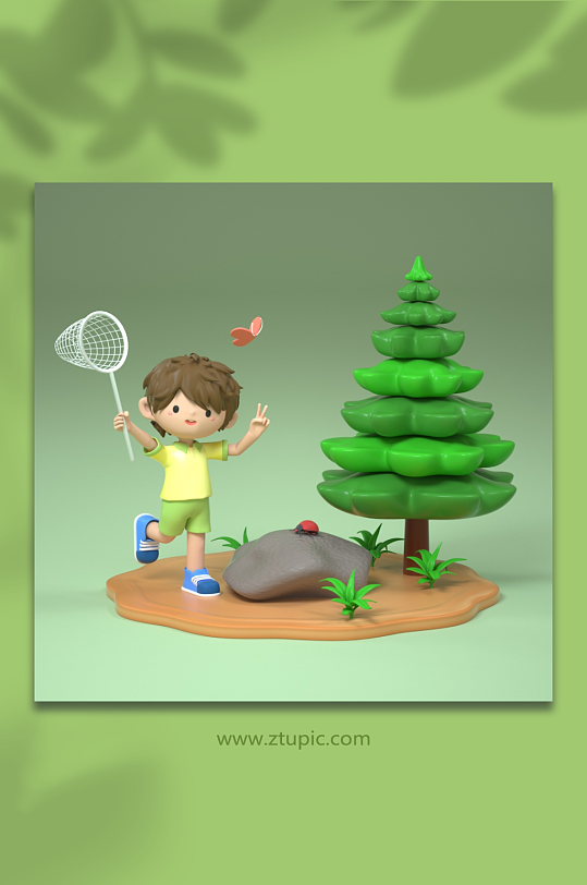 3D春季人物C4D模型PNG免抠元素-众图网