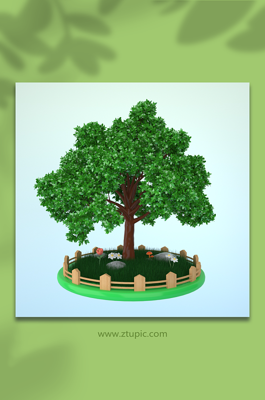 3D植树节果树C4D模型PNG免抠元素