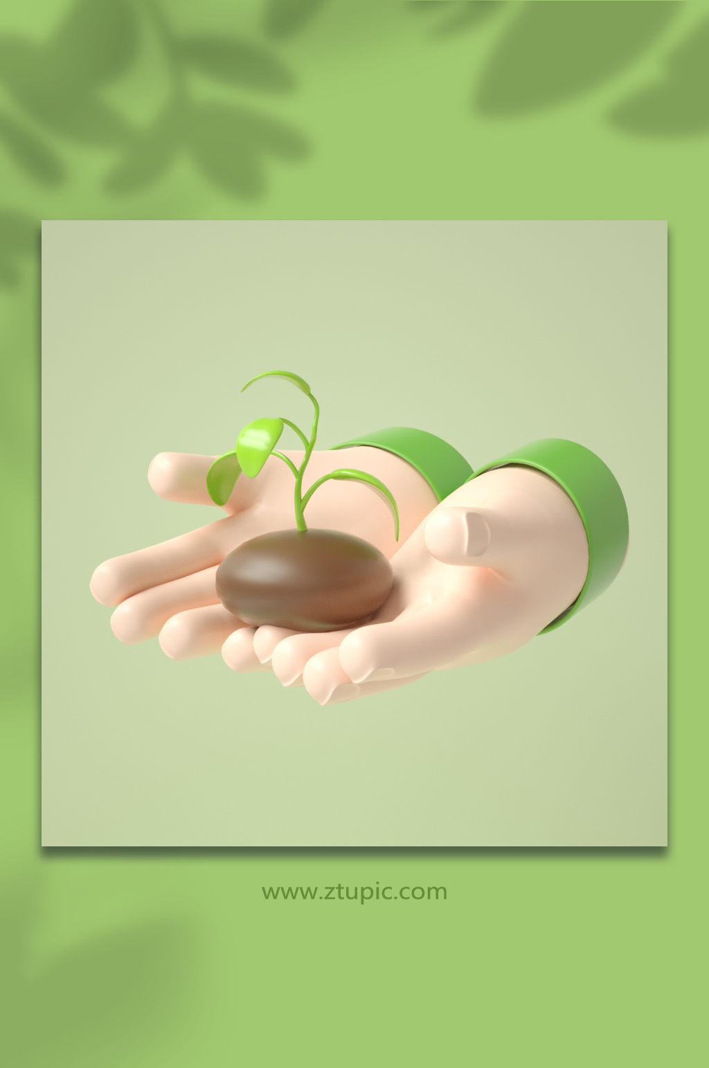 3D植树节手势C4D模型PNG免抠元素素材