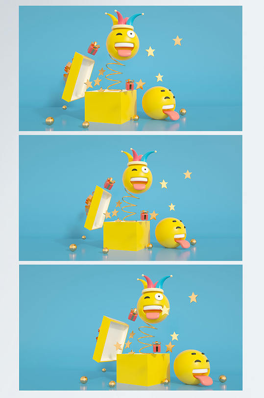 搞怪卡通愚人节C4D展台电商背景场景-众图网