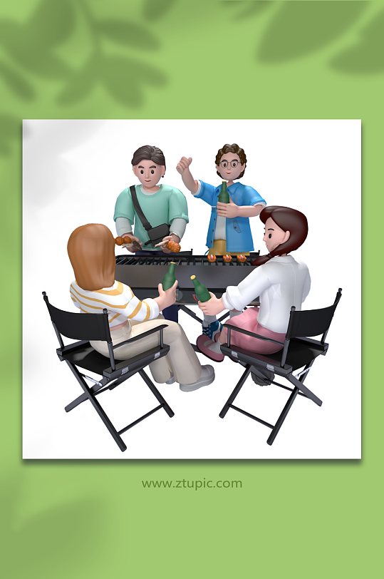 五四青年节年轻人聚会露营模型元素-众图网