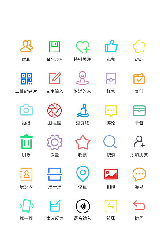 社交类APP手机矢量图标