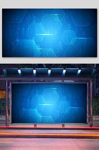 蓝色科技网格展板