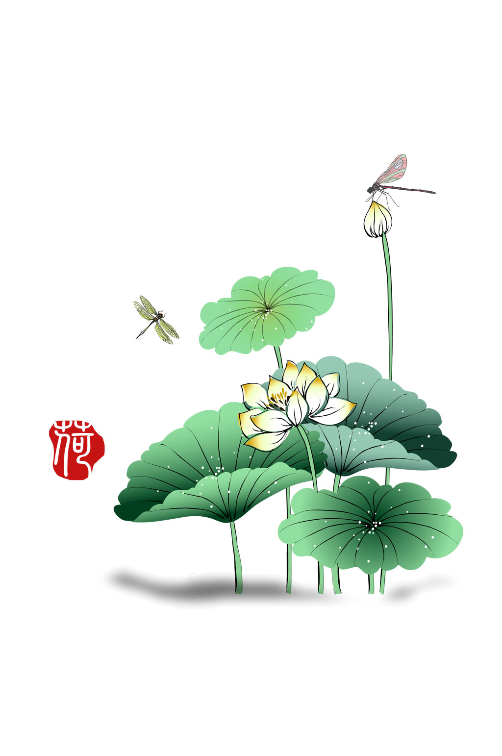荷叶荷花印章图素材素材