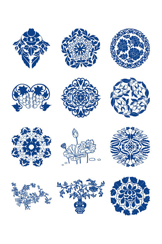 青花瓷花纹底纹图案