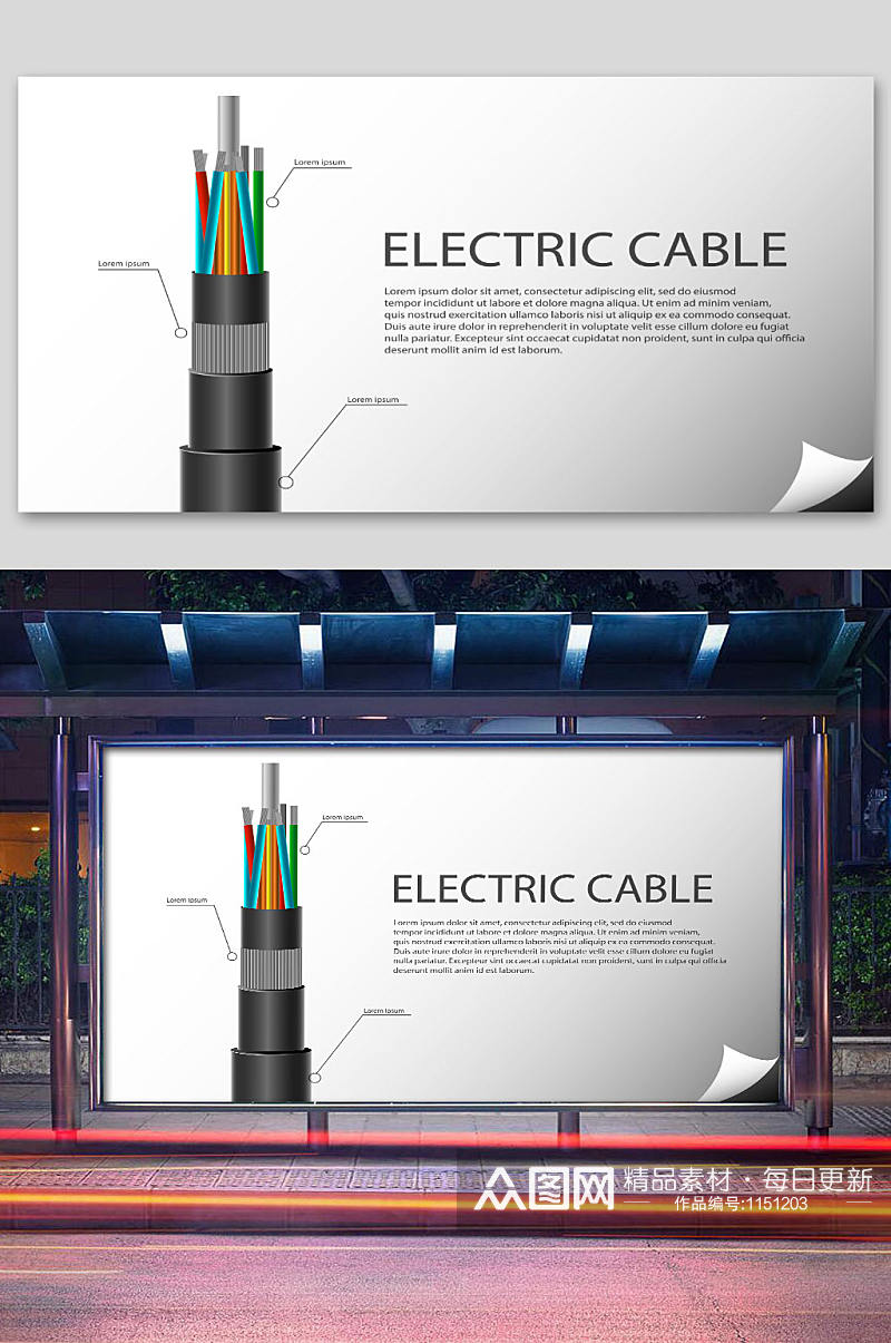 电力电线电缆展板素材