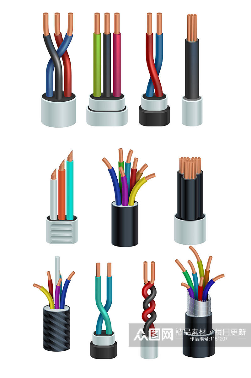 电力电缆电线电线头素材