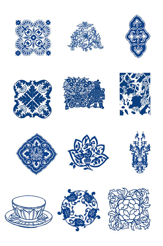 中国花古典青花瓷图案