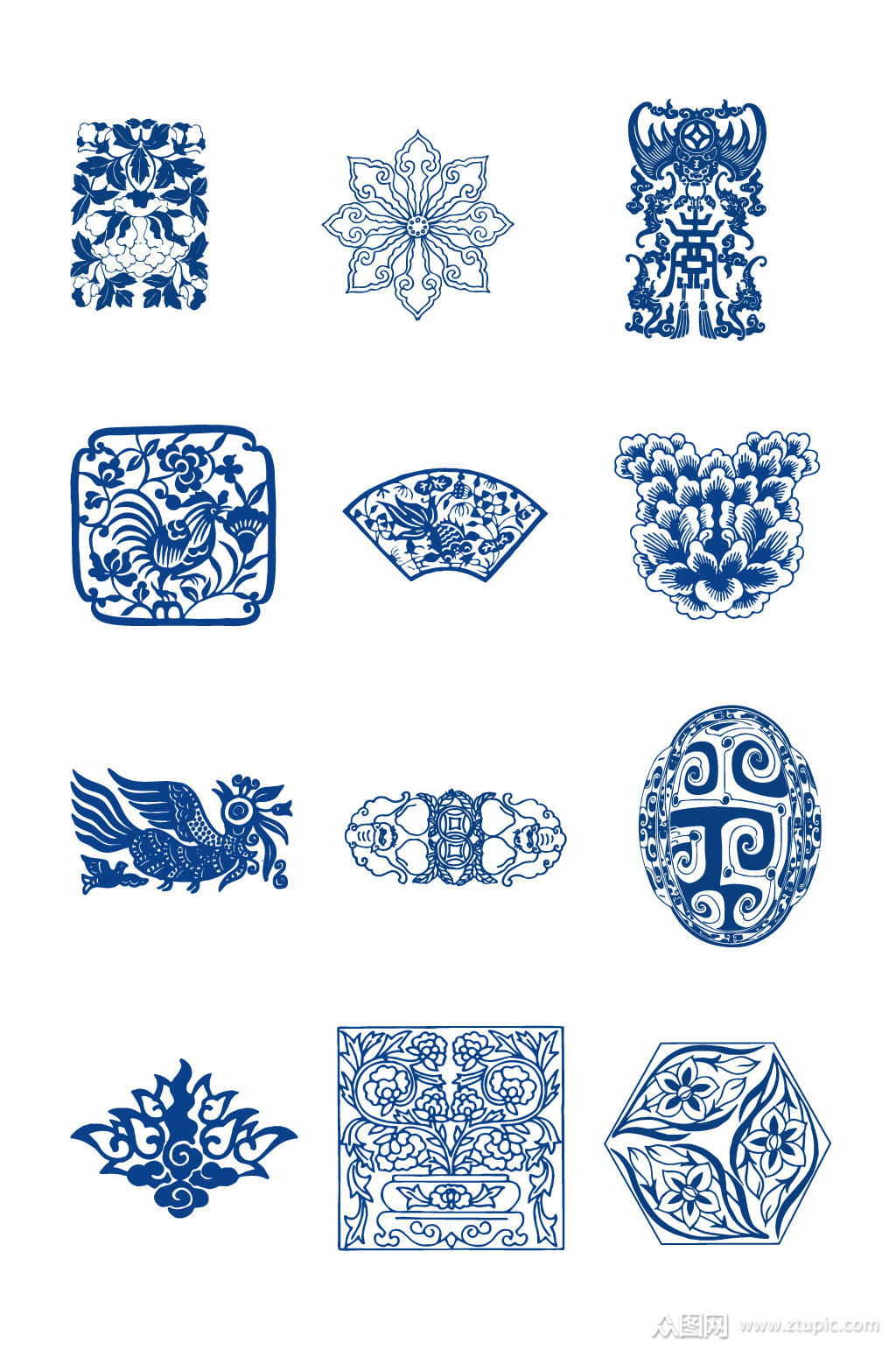 青花瓷图案花纹底纹花边