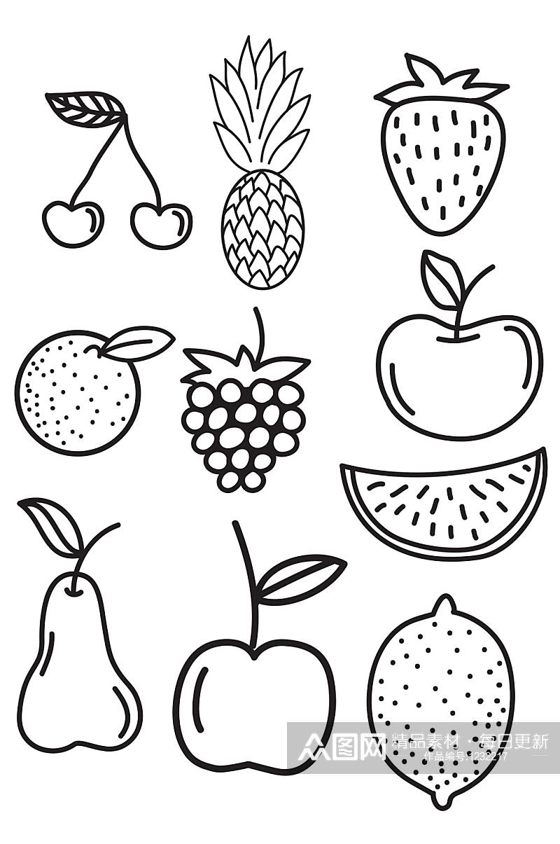 水果简笔画水果图案素材