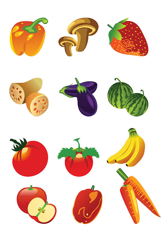 AI矢量水果蔬菜