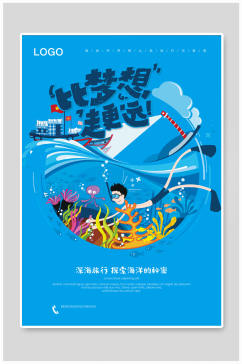 蓝色海洋旅行海报