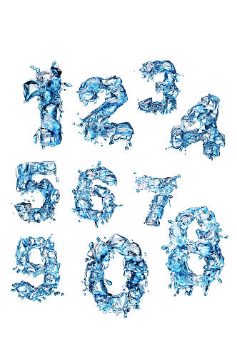 蓝色冰块数字1234567890