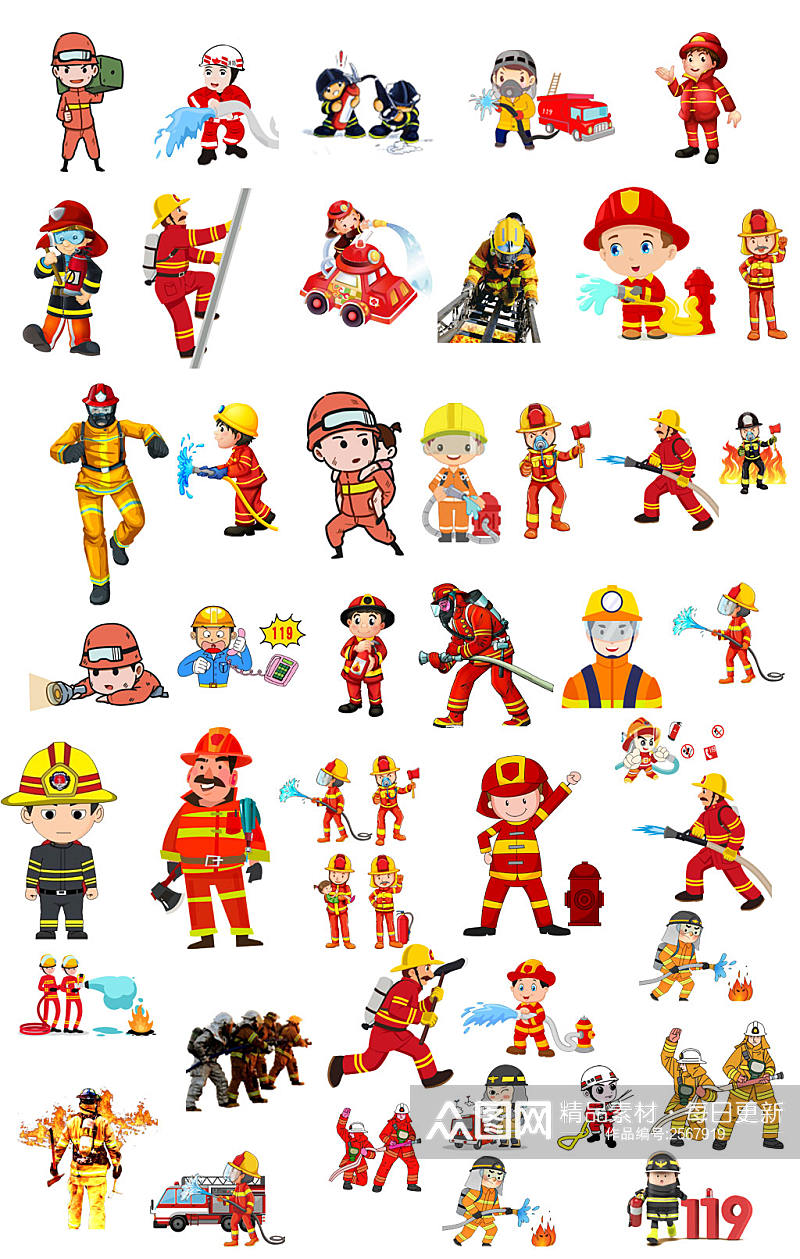 消防员素材消防员元素素材