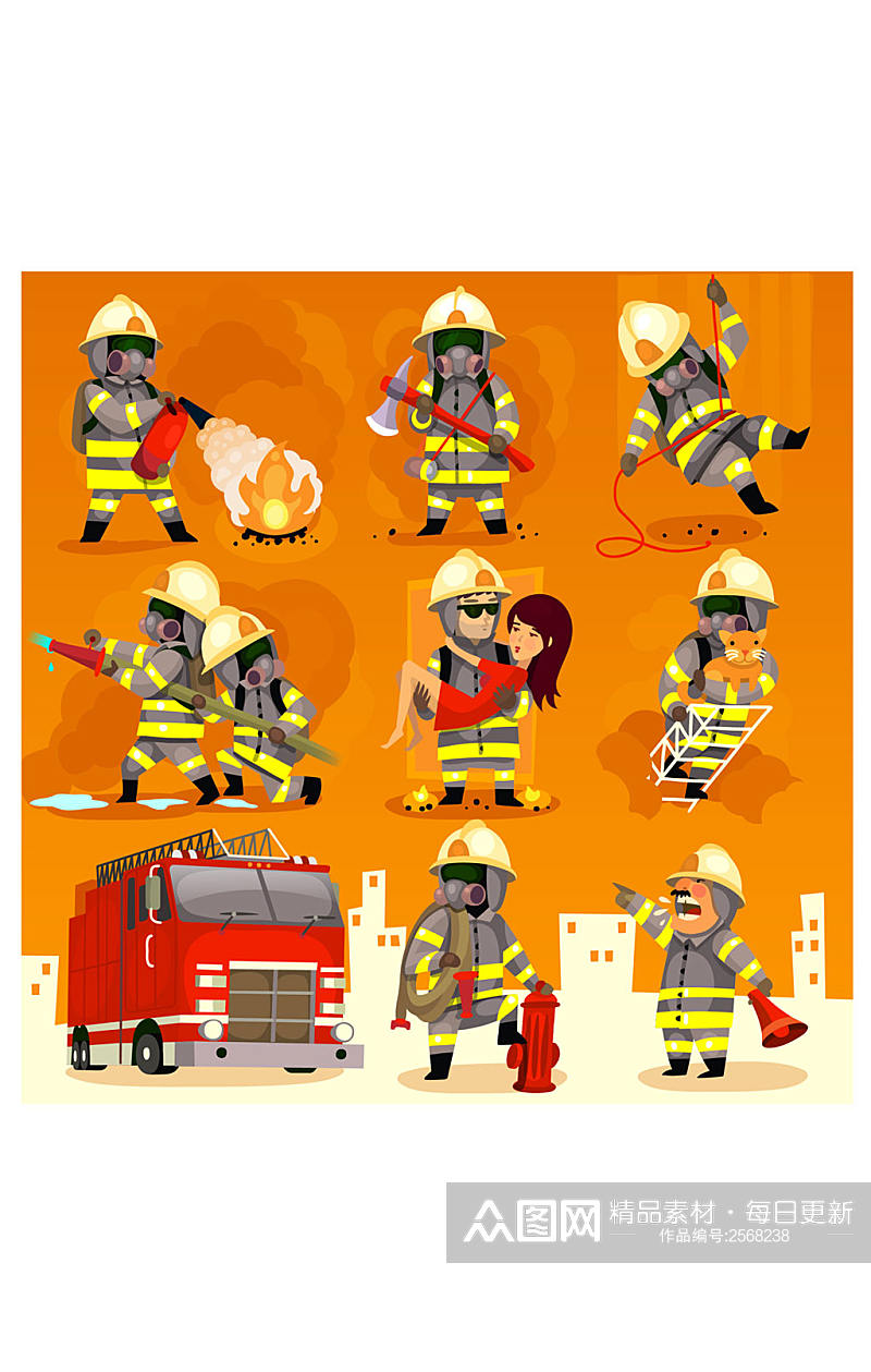 消防员救人灭火素材素材