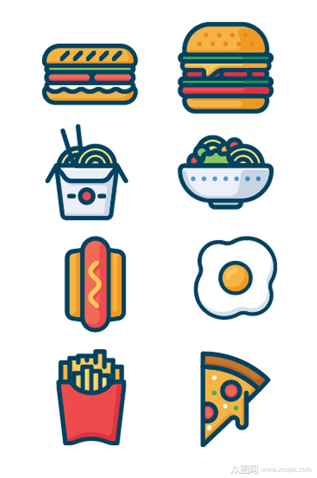 ai矢量卡通食物图案素材