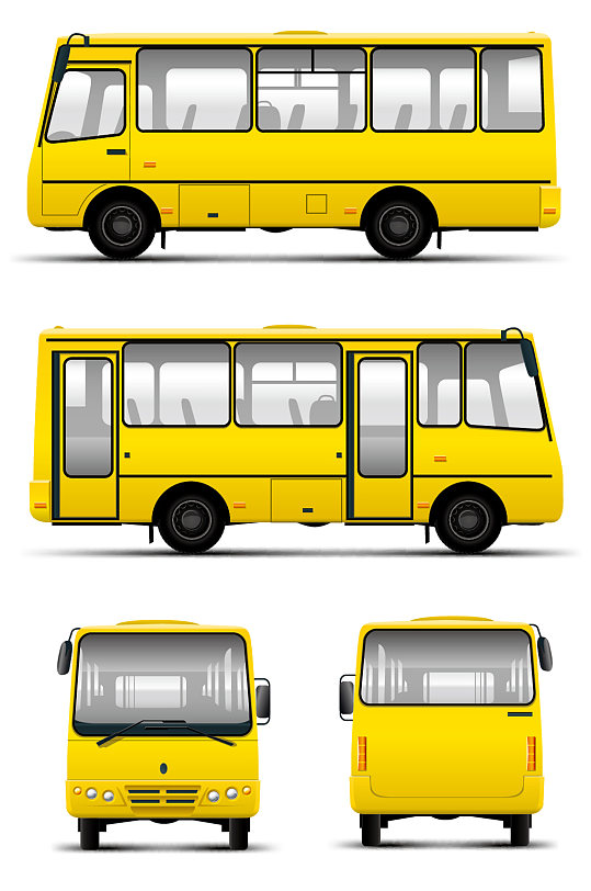 AI矢量黄色公交车