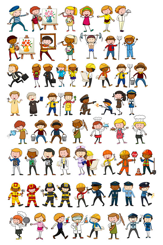 ai矢量卡通人物不同工作的人