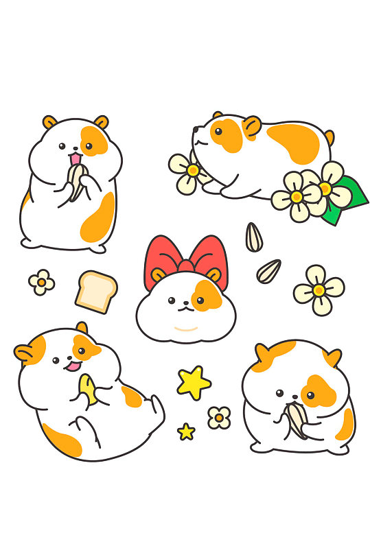 ai矢量卡通动物可爱仓鼠