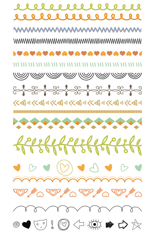 ai矢量卡通可爱边框线条底纹