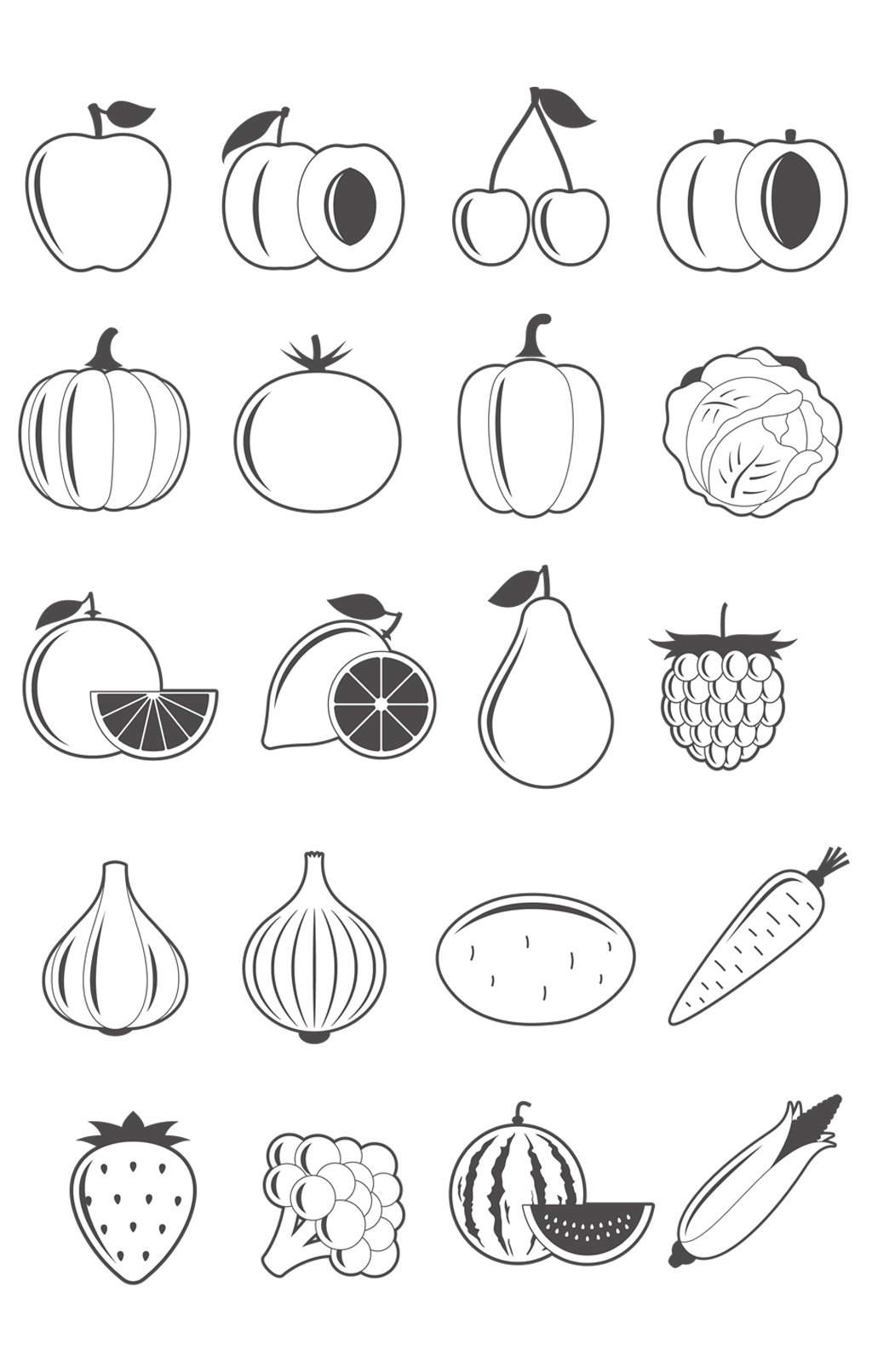 瓜果蔬菜组合图简笔画图片