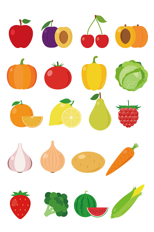 AI矢量水果蔬菜