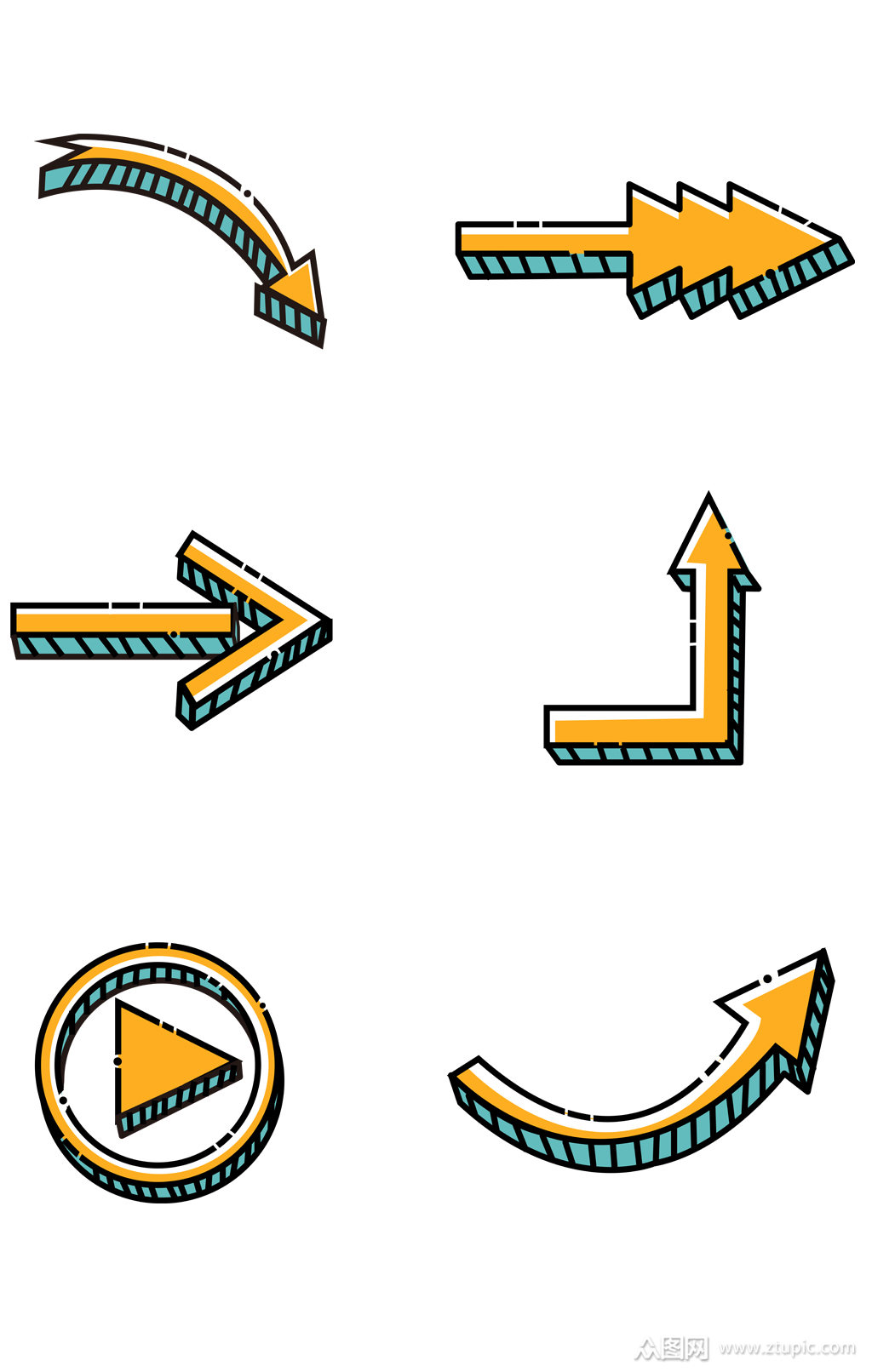 ai矢量箭头方向指示指向素材