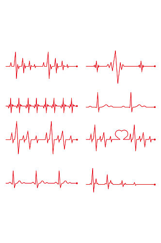 AI矢量心电图素材心电图元素
