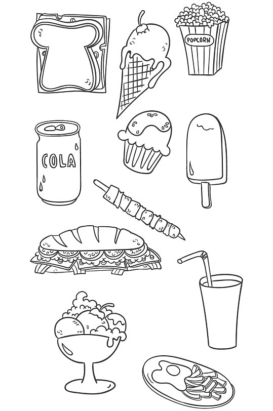 AI矢量食物素材食物简笔画